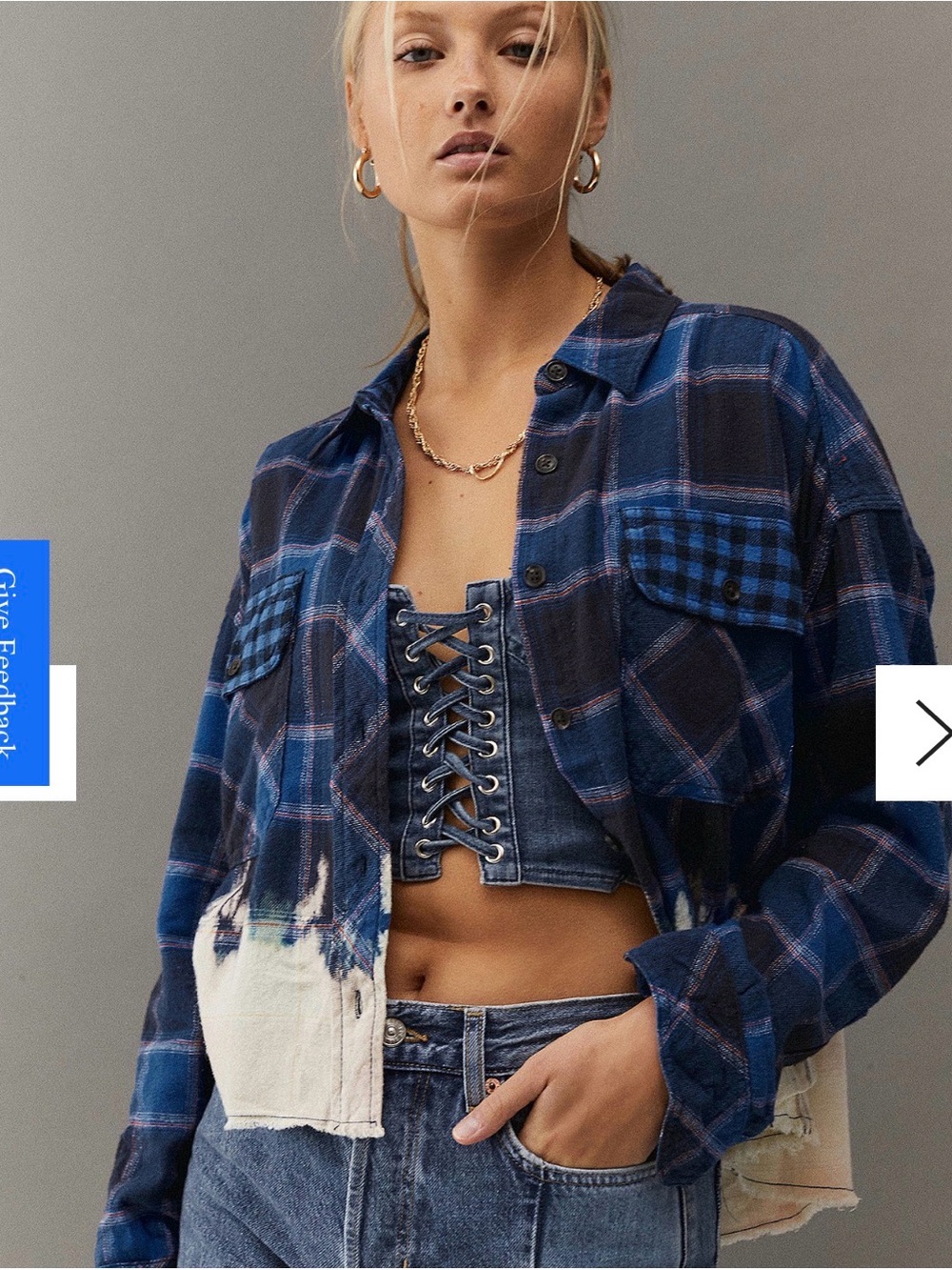 Urban Outfitters BDG Rayne Flannel Cropped Boxy Plaid Shirt M